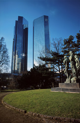 The Twin Towers of the Deutsche Bank in Frankfurt - Symbol of Germany's leading bank