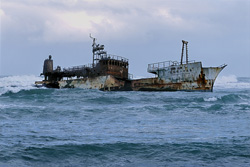 The fishing trawler Meisho Maru 38 lost its life after running aground, but the crew had a happy ending: they were able to save themselves and swim ashore.