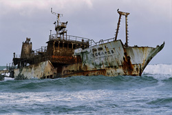 Stranded Ship Meisho Maru 38 at Cape Agulhas in South Africa