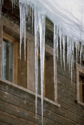 Beautiful Icicles at the Roof in Mittenwald, Bavaria - Winter Atmosphere