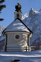 Romantic Christmas Chapel in the Bavarian Mountains