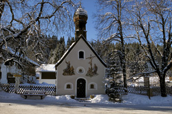 Festive Christmas Chapel in the Bavarian Alps