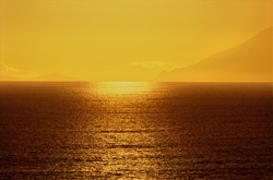 Magical sunset over Walker Bay in South Africa