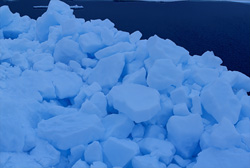 Bizarre ice landscape of pack ice on the shore of Cape Anne