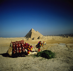 Die legendären ägyptischen Pyramiden von Mykerinos, Chephren und Cheops in Gizeh