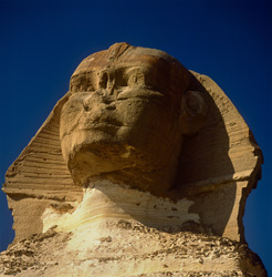 Impressive portrait of the Great Sphinx of Giza in Egypt
