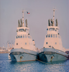 Strong harbour tugs in the port of Shueiba, Kuwait