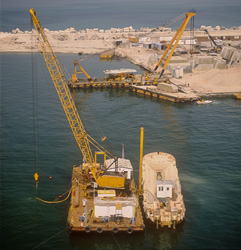 Fascinating shots of the crane barge with airlift activities in Ras el Tin Harbor, Alexandria, Egypt
